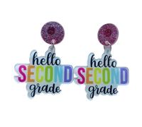Back to School Earrings Acrylic Funny First Day of School Dangle Drop Earring for Graduation Teachers Appreciation Jewelry, Acrylic, no gem