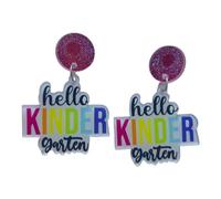 Back to School Earrings Acrylic Funny First Day of School Dangle Drop Earring for Graduation Teachers Appreciation Jewelry, Acrylic, no gem