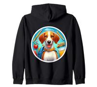 Back To School English Foxhound Dog Boy Girls Student Kids Zip Hoodie