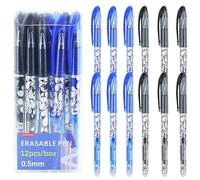Back to School Erasable Pen Set - 12pcs Washable Grip Pens - Multi-Color for Students, Teachers & Classroom Use - No Smudge Ink (Blue Black)