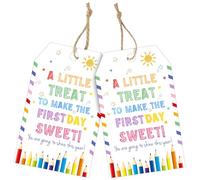 Back to School Gift Tags,50 PCS Welcome Back to School Gift Tags with 10m String,A Little Treat to Make The First Day Sweet Tag for Students, Teachers, and Classroom Treat Bags