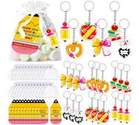 Back to School Gifts for Students, 24 Set First Day of School Gift Set with Student Keychains, Gift Cards, Organza Bags and Ribbon, Classroom Rewards, Welcome Back School Party Favors