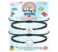 Back to School Gifts Initial Bracelets for Teen Girls Women Mom and Daughter Bracelet Adjustable Braided Letter A-Z Birthday Christmas First Day of School Jewelry for Sister Daughter Niece