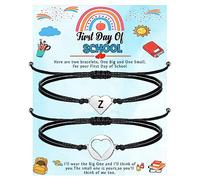 Back to School Gifts Initial Bracelets for Teen Girls Women Mom and Daughter Bracelet Adjustable Braided Letter A-Z Birthday Christmas First Day of School Jewelry for Sister Daughter Niece