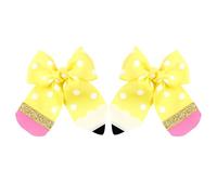 Back to School Hair Bows - 10cm Pencil Bow Clips, 2pcs Dot Pattern Fabric Hairs Accessories | Cute Clip for Kids Girls Kindergarten Elementary Birthday Party Ponytail Handmade Stylish