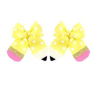 Back to School Hair Bows - 2pcs Dot Pattern Fabric Hairs Accessories, 10cm Pencil Bow Clips | Cute Clip for Kids Girls Kindergarten Elementary Birthday Party Ponytail Handmade Stylish