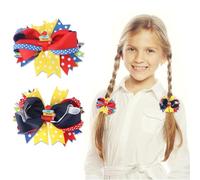 Back to School Hair Bows Clips- 2PCS Red Blue Pencil Theme Hair Clips for Students and Teachers - First Day School Ribbon Bow Accessories for Uniform Outfit