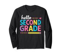 Back To School Hello Second Grade Design With Pastel Text Long Sleeve T-Shirt