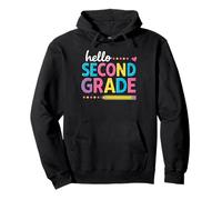 Back To School Hello Second Grade Design With Pastel Text Pullover Hoodie