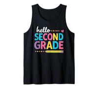 Back To School Hello Second Grade Design With Pastel Text Tank Top