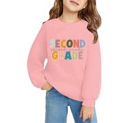 Back to School Hoodless Pullover for Girls Long Sleeve Cute Cotton Jumper Sweatshirt Crewneck T-Shirt Casual Regular Fit Letter Graphic Jumper (Pink, 4-5 Years)