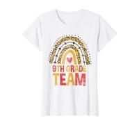 Back to School Leopard 9th Grade Team Rainbow Vintage Value Graphic T-Shirt, Women, White, L