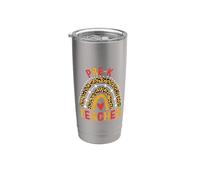 Back to School Leopard Pre-K Teacher Rainbow Vintage Stainless Steel Insulated Tumbler