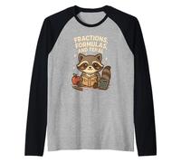 Back To School Math Teacher Raccoon Fractions Formulas Feral Raglan Baseball Tee