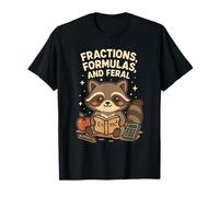 Back To School Math Teacher Raccoon Fractions Formulas Feral T-Shirt
