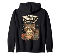 Back To School Math Teacher Raccoon Fractions Formulas Feral Zip Hoodie