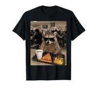Back to School Meme Funny Raccoon Pizza Cafeteria Lunch Mood T-Shirt