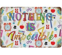 Back to School Metal Tin Sign, First Day of Chalkboard,St Nothing Is Impossible Sign 8x12 Inch