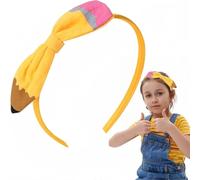 Back to School Pencil Headband Bow Hair Band, Yellow Pencil Headbands for Baby Girls' First Day of School Bow Hair Accessories Teachers Student Back to Season Party Supplies (B1, One Size)