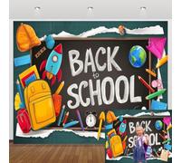 Back to School Photography Backdrop 10x8ft Backpack Blackboard Background for First Day of School Classroom Decoration Party Portrait Photo Booth Studio Prop