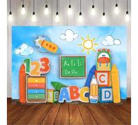 Back to School Photography Backdrop Children First Day of Preschool Chalkboard Classroom Teacher Student Party Photo Background Teaching Online Teacher Welcome Photo Backdrop,5X3FT