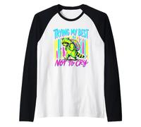 Back to School Sad Raccoon Trying My Best Not to Cry Raglan Baseball Tee