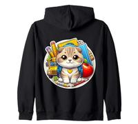 Back To School Scottish Fold Cat Boys Girls Student Kids Zip Hoodie