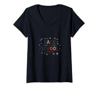 Back to School Season: Fun Learning Adventures Ahead V-Neck T-Shirt, Women, Black, S