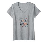 Back to School Season: Fun Learning Adventures Ahead V-Neck T-Shirt, Women, Heather Grey, XXL