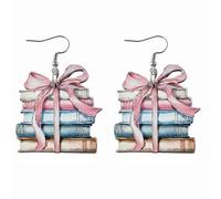 Back to School Season Graduation Teachers' Day Flower Bow Book Pendant Acrylic Teacher Student Earrings Gift, Acrylic, No Gemstone