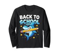 Back to School Shark Pencil Student Learning Design Long Sleeve T-Shirt
