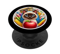 Back To School Siamese Cat Boys Girls Student Kids Owner New PopSockets Adhesive PopGrip