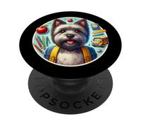 Back To School Skye Terrier Dog Boy Girls Owner Student Kids PopSockets Adhesive PopGrip