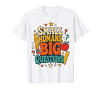 Back to School Small Humans Big Questions Retro Teacher Kids Value Graphic T-Shirt, Men, White, M