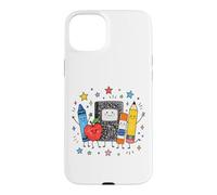 Back To School Supplies Teacher Classroom Pencil Apple Art Case for iPhone 15 Plus
