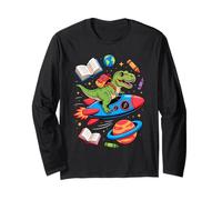 Back to School T-Rex Dinosaur Spaceship Rocket Long Sleeve T-Shirt