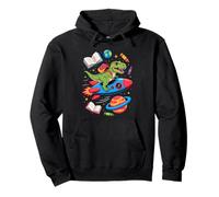 Back To School T-Rex Dinosaur Spaceship Rocket Pullover Hoodie