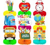 Back to School Table Decorations - Welcome Back to School Table Centerpiece, School Bus Stationery Chalkboard Honeycomb Centerpieces for School Party, Classroom, Office, Home Decor