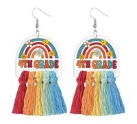Back to School Teacher Earrings for Women First Day for School Dangle Earrings Rainbow Tassel Student Earring Colorful Grade Earring Teacher Appreciation Jewelry, One Size, Metal, No Gemstone