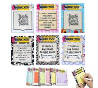 Back to School Teacher Gifts Bulk 6Pcs- Teacher Stickers Postit Notes 50 Sheets with Wooden Holder and Inspirational Designs - Thank You Teacher Gifts from Students, Retirement, Graduation, Christmas