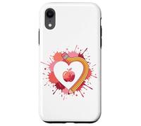 Back To School Teacher Heart Pencil Apple Love Case for iPhone XR