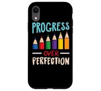 Back to School Teacher Motivational Progress Over Perfection Case for iPhone XR