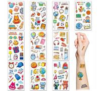Back To School Temporary Tattoos,10 Sheets School Bus Learning Tools Fake Tattoo Stickers Waterproof Cartoon Tattoos for Boys Girls Kids Teachers Students Classroom Rewards