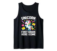 Back to School Unicorn First Grade Here I Come Tank Top