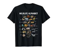 Back to School Wildlife Alphabet Cute Animal Learning Letter Value Graphic T-Shirt, Men, Black, S