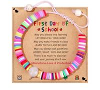 Back to Stuff First Day of Kindergarten Preschool Bracelets Mommy and Me Gifts for Mother Daughter Bracelets, 4 UK, no gemstone