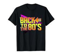 Back To The 80's Retro Tshirt Vintage Eighties Costume Party T-Shirt, Men, Black, Medium