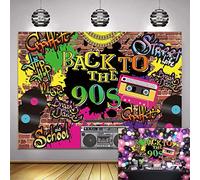 Back to The 90s Backdrop Hip Hop Graffiti Brick Wall Retro Fashion Photography Background 90’S Theme Aldult Kids Birthday Party Decoration Props 7x5FT