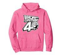 Back To The Future 40th Anniversary Logo Black And White Pullover Hoodie, Adult Unisex, Bright Pink, Large