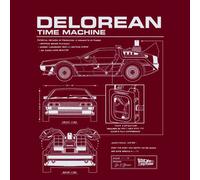 Back To The Future Delorean Schematic Hoodie - Burgundy - L